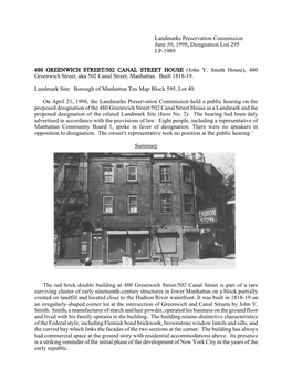 480 Greenwich Street/502 Canal Street Designation Report