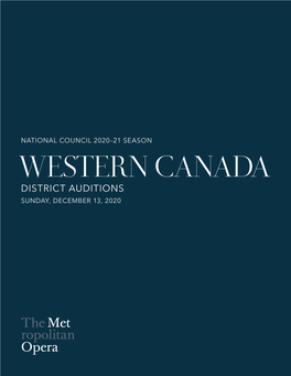 WESTERN CANADA DISTRICT AUDITIONS SUNDAY, DECEMBER 13, 2020 the 2020 National Council Finalists Photo: Fay Fox / Met Opera