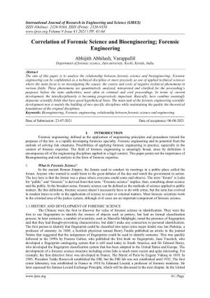 Correlation of Forensic Science and Bioengineering; Forensic Engineering