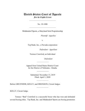 United States Court of Appeals for the Eighth Circuit ______