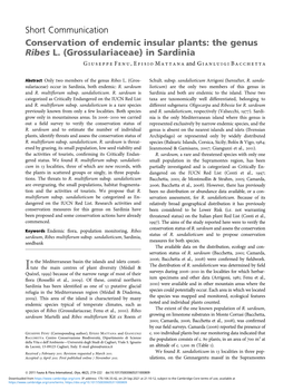 Short Communication Conservation of Endemic Insular Plants: the Genus Ribes L