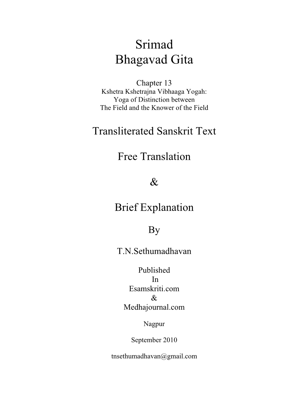 Srimad Bhagavad Gita