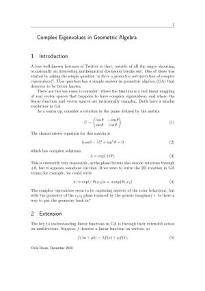 Complex Eigenvalues in Geometric Algebra 1 Introduction 2 Extension