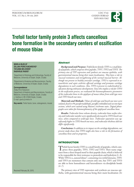 Trefoil Factor Family Protein 3 Affects Cancellous Bone Formation in the Secondary Centers of Ossification of Mouse Tibiae