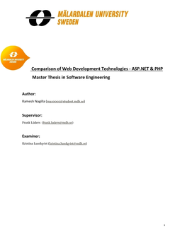 ASP.NET & PHP Master Thesis in Software Engineering