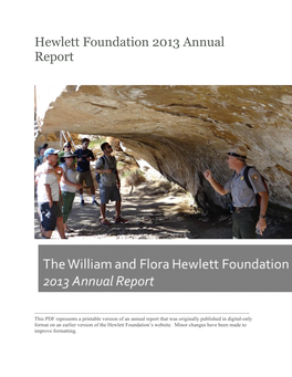 Hewlett Foundation 2013 Annual Report