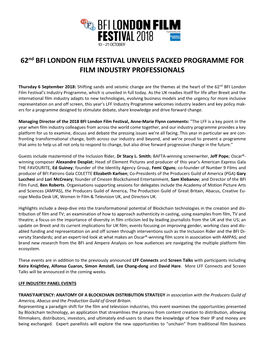 62Nd BFI LONDON FILM FESTIVAL UNVEILS PACKED PROGRAMME for FILM INDUSTRY PROFESSIONALS