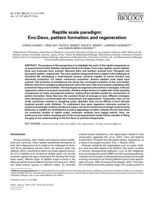 Reptile Scale Paradigm: Evo-Devo, Pattern Formation and Regeneration
