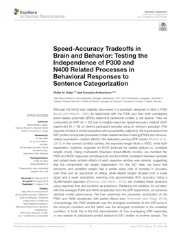 Testing the Independence of P300 and N400 Related Processes in Behavioral Responses to Sentence Categorization