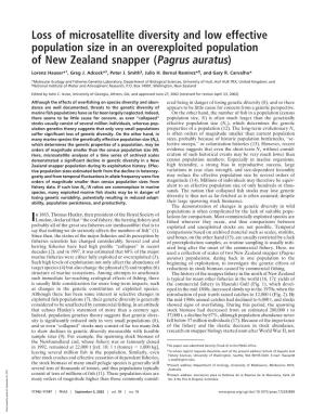 Loss of Microsatellite Diversity and Low Effective Population Size in an Overexploited Population of New Zealand Snapper (Pagrus Auratus)