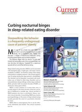 Curbing Nocturnal Binges in Sleep-Related Eating Disorder