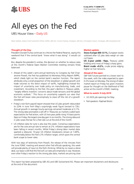 All Eyes on the Fed UBS House View - Daily US