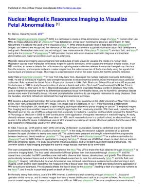 Nuclear Magnetic Resonance Imaging to Visualize Fetal Abnormalities [1]