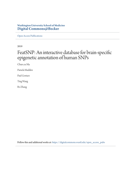 An Interactive Database for Brain-Specific Epigenetic Annotation of Human Snps Chun-Yu Ma