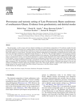 Provenance and Tectonic Setting of Late Proterozoic Buem Sandstones of Southeastern Ghana: Evidence from Geochemistry and Detrital Modes