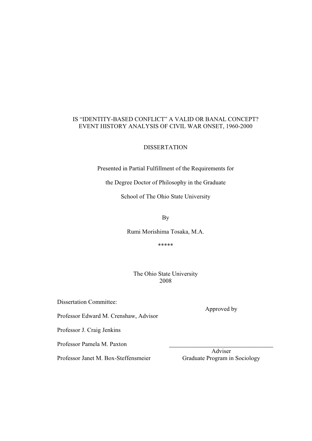 Is “Identity-Based Conflict” a Valid Or Banal Concept? Event History Analysis of Civil War Onset, 1960-2000