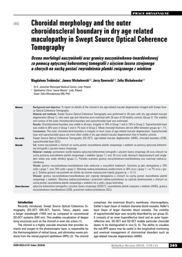 Choroidal Morphology and the Outer Choroidoscleral Boundary in Dry Age Related Maculopathy in Swept Source Optical Coherence Tomography
