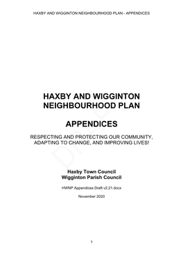 Haxby and Wigginton Neighbourhood Plan - Appendices