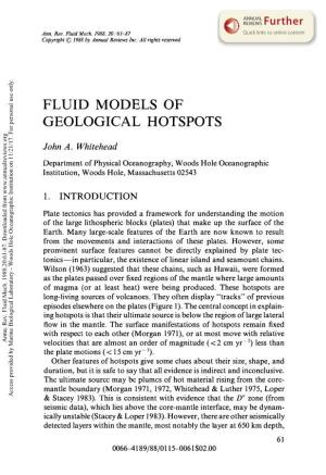 Fluid Models of Geological Hotspots