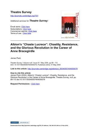 Theatre Survey Albion's “Chaste Lucrece”