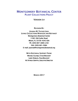 MBC Plant Collections Policy Ver