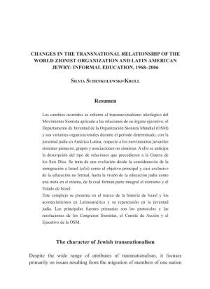 Resumen the Character of Jewish Transnationalism