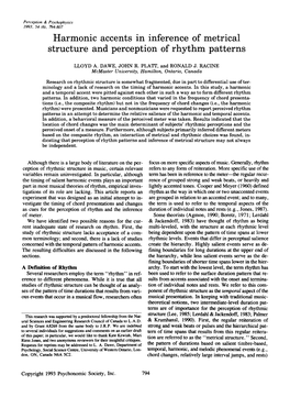 Harmonic Accents in Inference of Metrical Structure and Perception of Rhythm Patterns