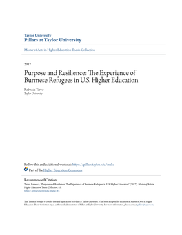 The Experience of Burmese Refugees in US Higher Education