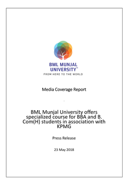 BML Munjal University Offers Specialized Course for BBA and B