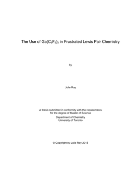 The Use of Ga(C6F5)3 in Frustrated Lewis Pair Chemistry