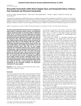 Dissociable Connectivity Within Human Angular Gyrus and Intraparietal Sulcus: Evidence from Functional and Structural Connectivity