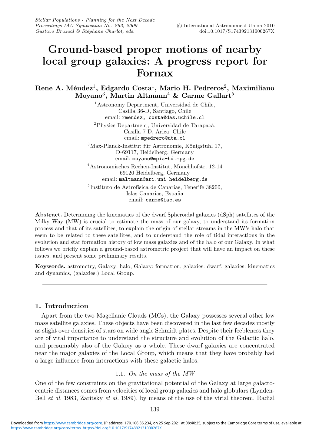 Ground-Based Proper Motions of Nearby Local Group Galaxies: a Progress Report for Fornax Rene A