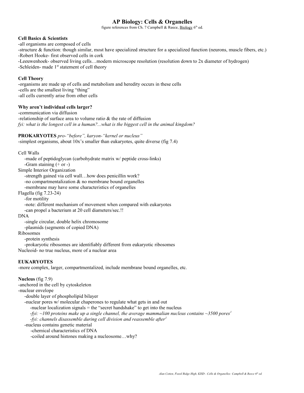 AP Biology: Cells & Organelles