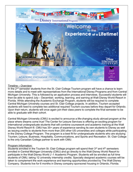 Disney Academic Program for Tourism Students