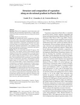 Structure and Composition of Vegetation Along an Elevational Gradient in Puerto Rico - 563