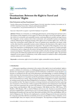 Overtourism: Between the Right to Travel and Residents' Rights