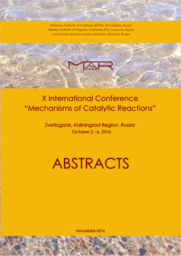 X International Conference “Mechanisms of Catalytic Reactions”