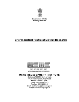 Brief Industrial Profile of District Raebareli