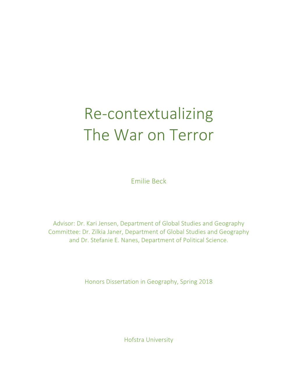 Re-Contextualizing the War on Terror