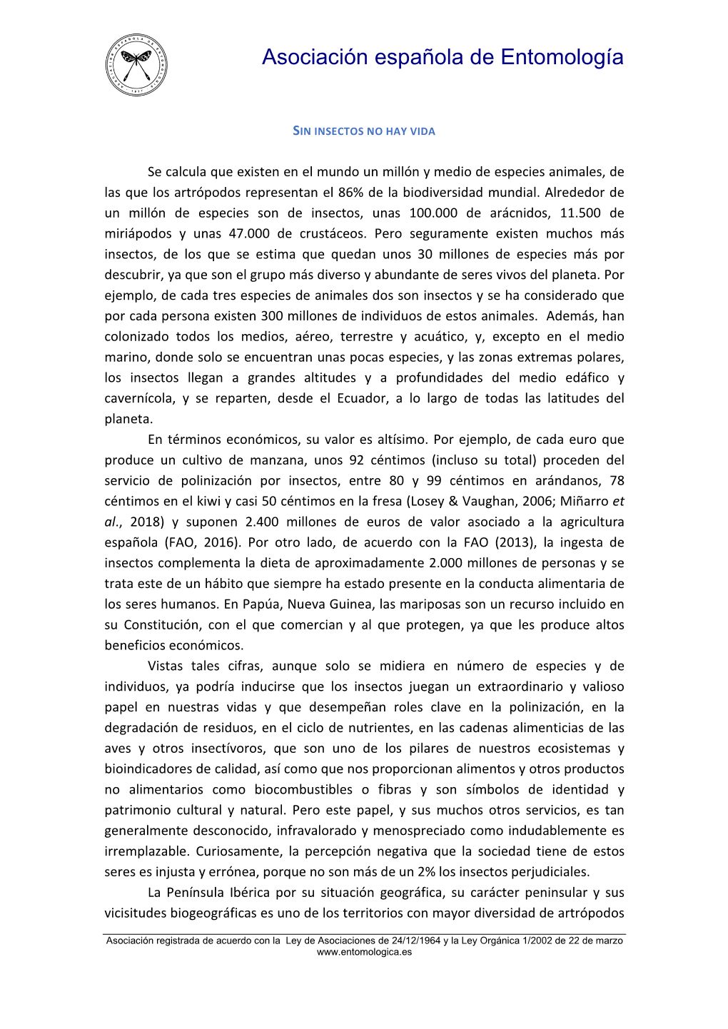 Informe Técnico "Sin Insectos No Hay Vida"