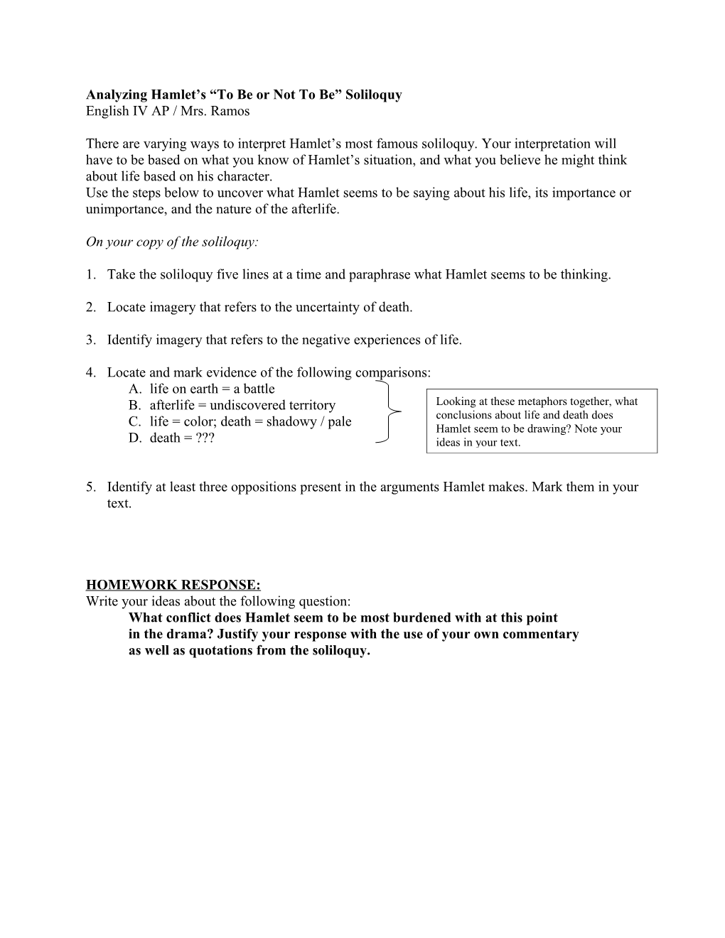 Analyzing Hamlet S to Be Or Not to Be Soliloquy s1