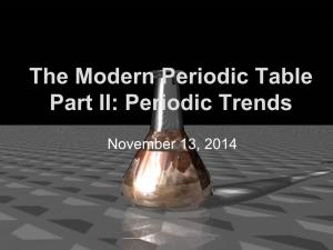 The Modern Periodic Table Part II: Periodic Trends
