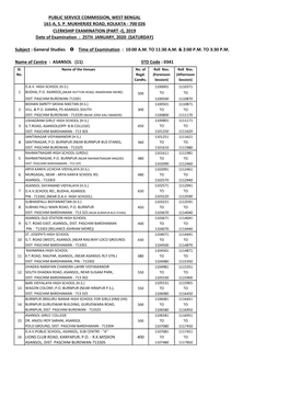 Complete List of Venues and Assigned Range of Roll Numbers of Clerkship Examination