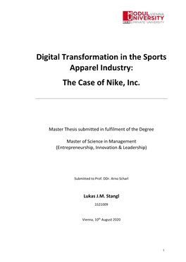 Digital Transformation in the Sports Apparel Industry: the Case of Nike, Inc