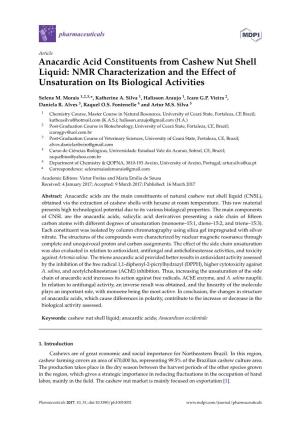 Anacardic Acid Constituents from Cashew Nut Shell Liquid: NMR Characterization and the Effect of Unsaturation on Its Biological Activities