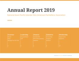 Annual Report 2019 National Asian Pacific Islander Desi American Panhellenic Association