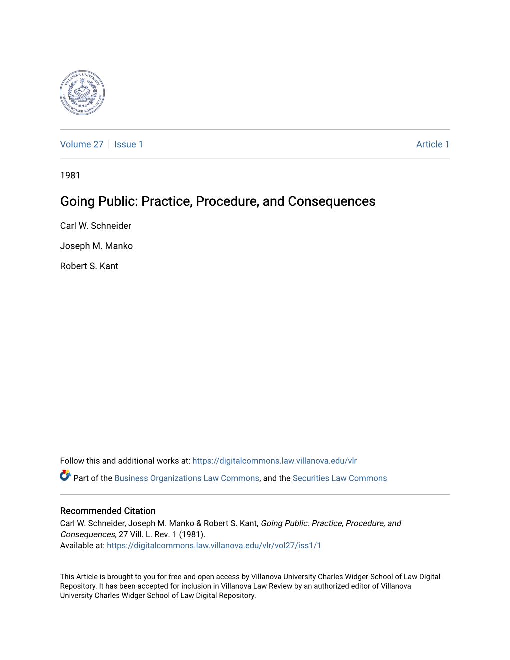 Going Public: Practice, Procedure, and Consequences