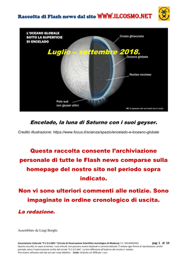 Luglio – Settembre 2018