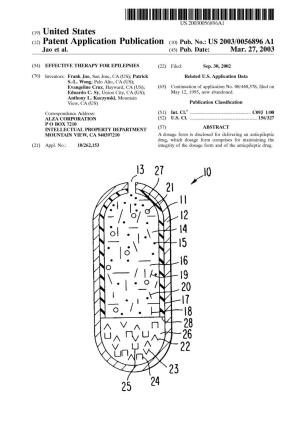 (12) Patent Application Publication (10) Pub. No.: US 2003/0056896 A1 Jao Et Al