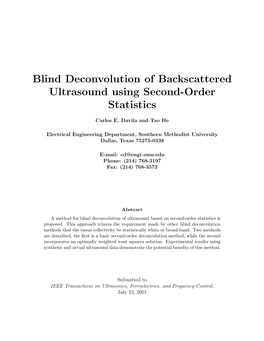 Blind Deconvolution of Backscattered Ultrasound Using Second-Order Statistics